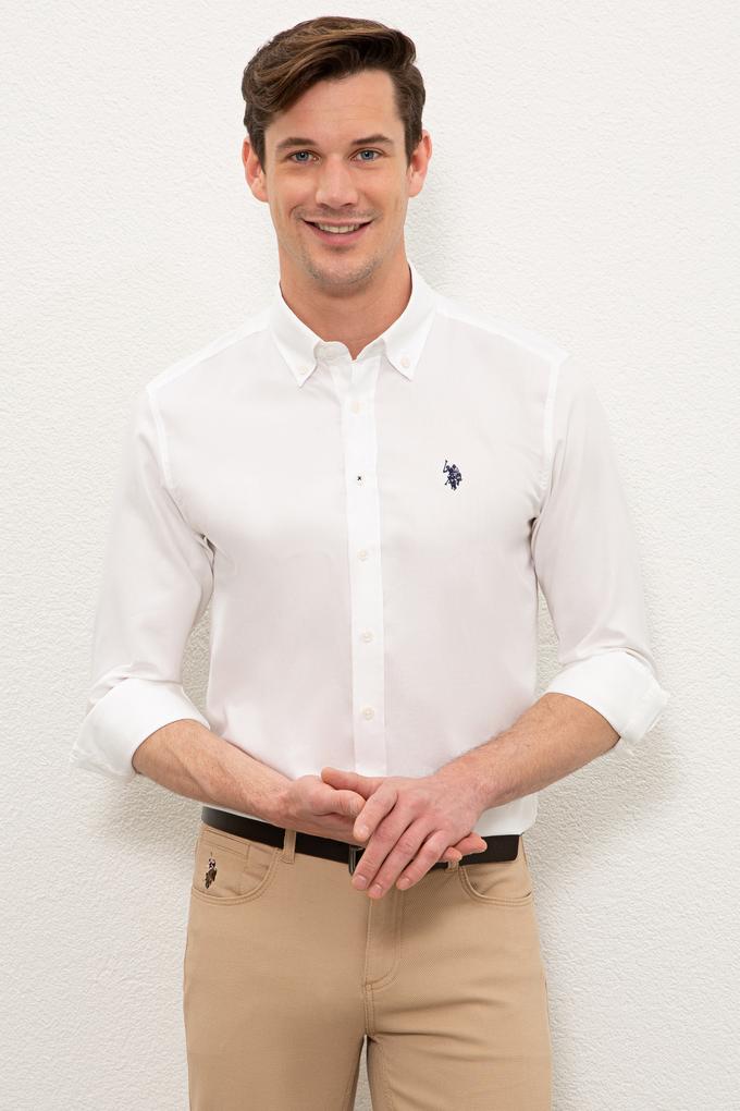 Erkek Beyaz Gömlek Uzunkol Basic