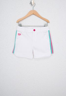 Kız Çocuk Beyaz Dokuma Bermuda Capri - 50235189023