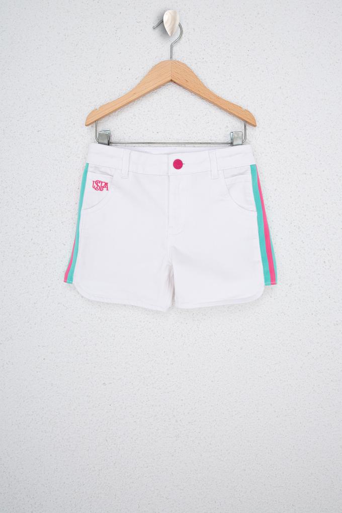 Kız Çocuk Beyaz Dokuma Bermuda Capri