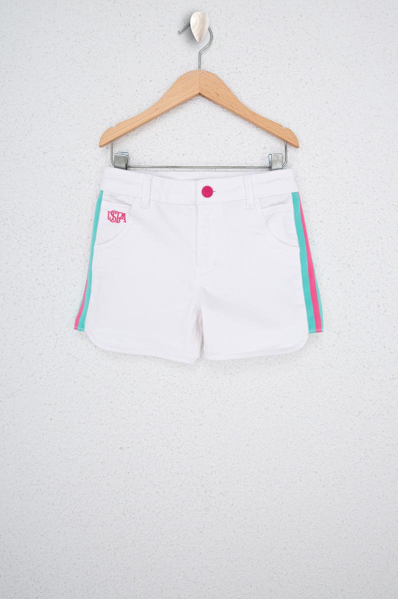 Kız Çocuk Beyaz Dokuma Bermuda Capri