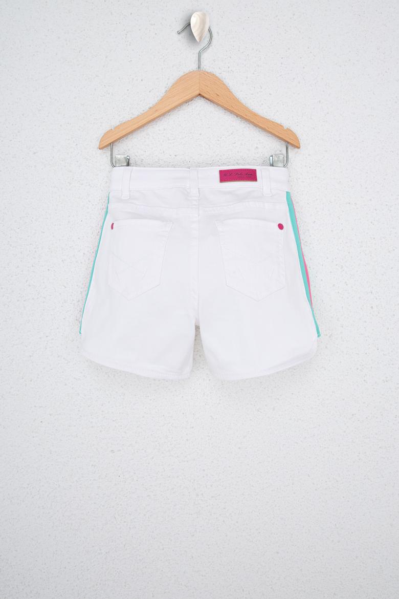 Kız Çocuk Beyaz Dokuma Bermuda Capri - 50235189023