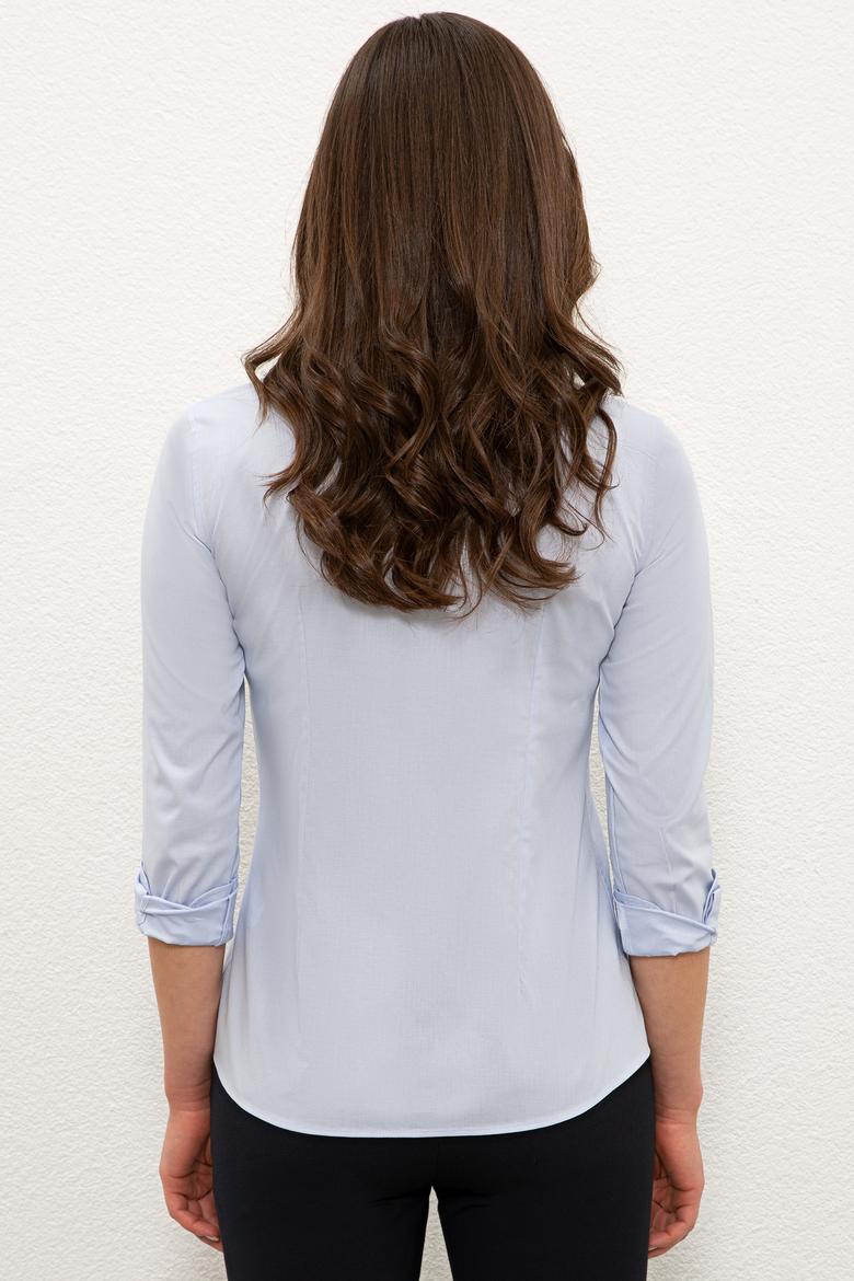 Kadın Açık Mavi Uzun Kollu Basic Gömlek - 50235207018
