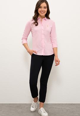 Kadın Pembe Uzun Kollu Basic Gömlek - 50235207012