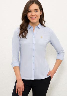 Kadın Açık Mavi Uzun Kollu Basic Gömlek - 50235207018