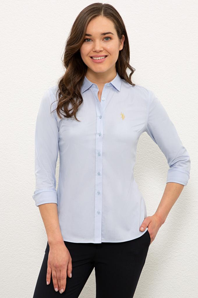 Kadın Açık Mavi Uzun Kollu Basic Gömlek