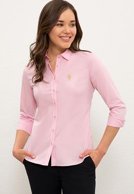 Kadın Pembe Uzun Kollu Basic Gömlek - 50235207012