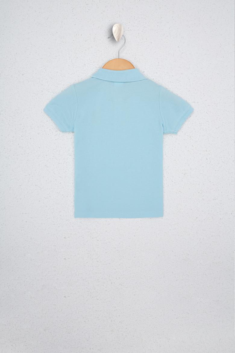 Erkek Çocuk Açık Mavi Polo Yaka Tişört - 50238484219