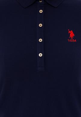 Kadın Lacivert Polo Yaka Örme Elbise - 50234721013