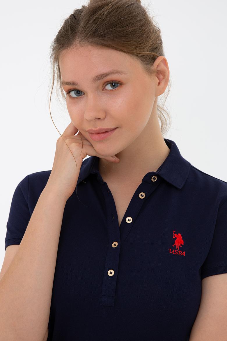 Kadın Lacivert Polo Yaka Örme Elbise - 50234721013