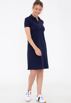 Kadın Lacivert Polo Yaka Örme Elbise - 50234721013