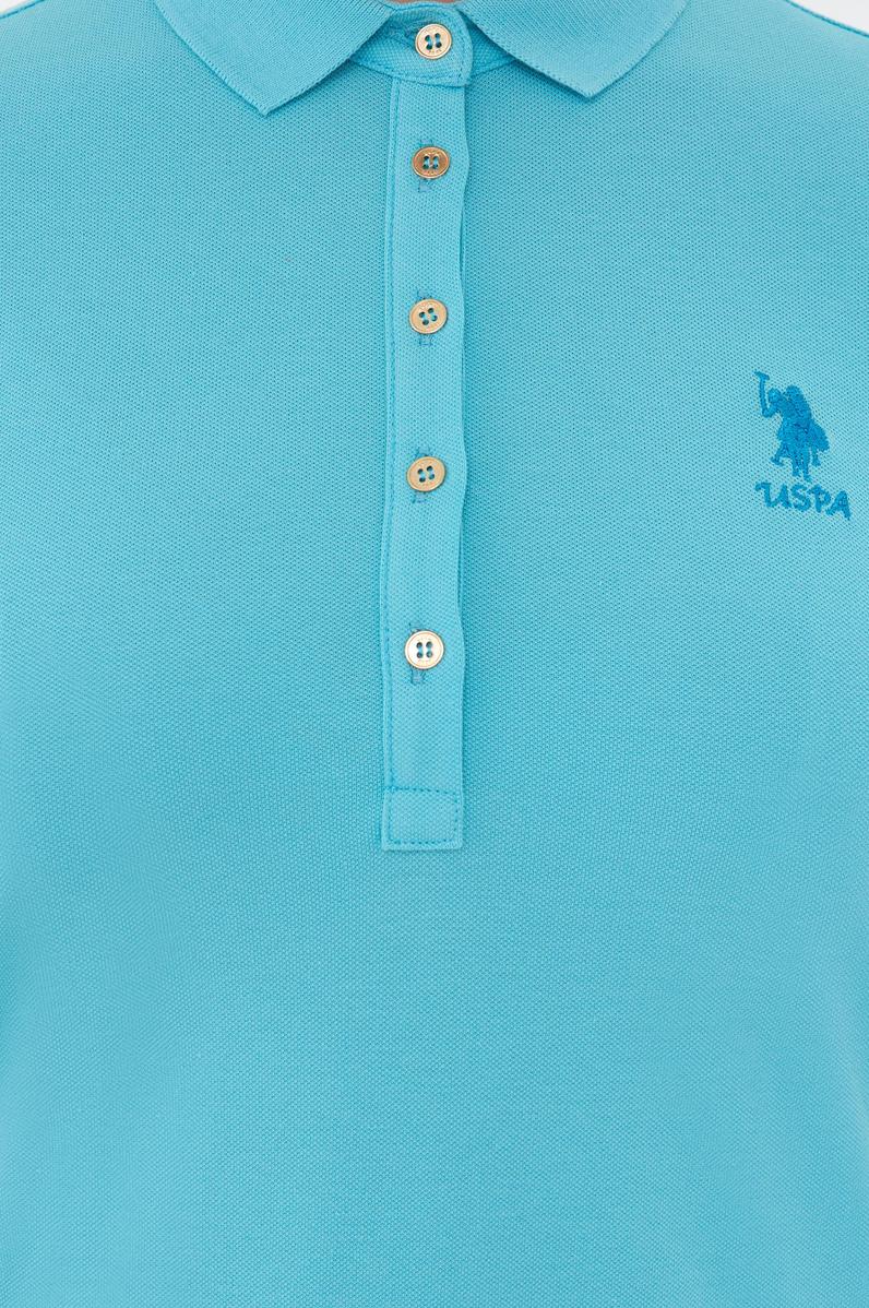 Kadın Turkuaz Polo Yaka Örme Elbise