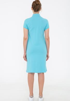 Kadın Turkuaz Polo Yaka Örme Elbise - 50234721081