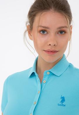 Kadın Turkuaz Polo Yaka Örme Elbise - 50234721081