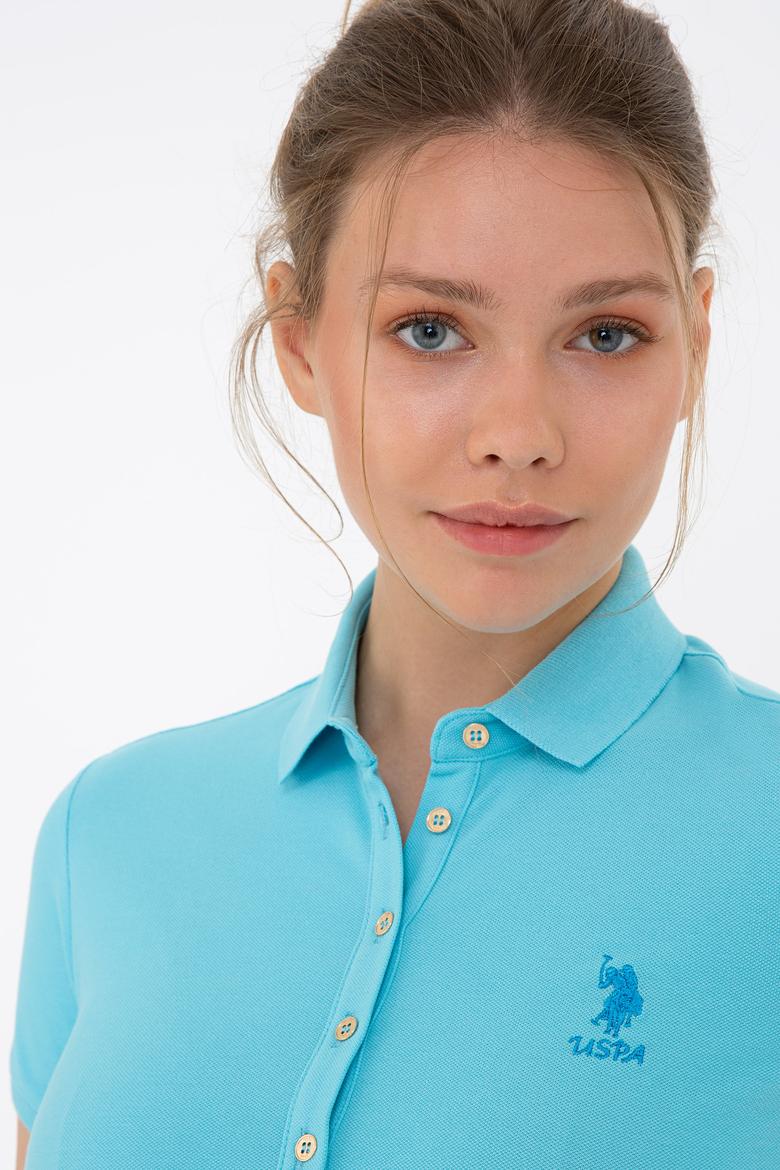 Kadın Turkuaz Polo Yaka Örme Elbise - 50234721081