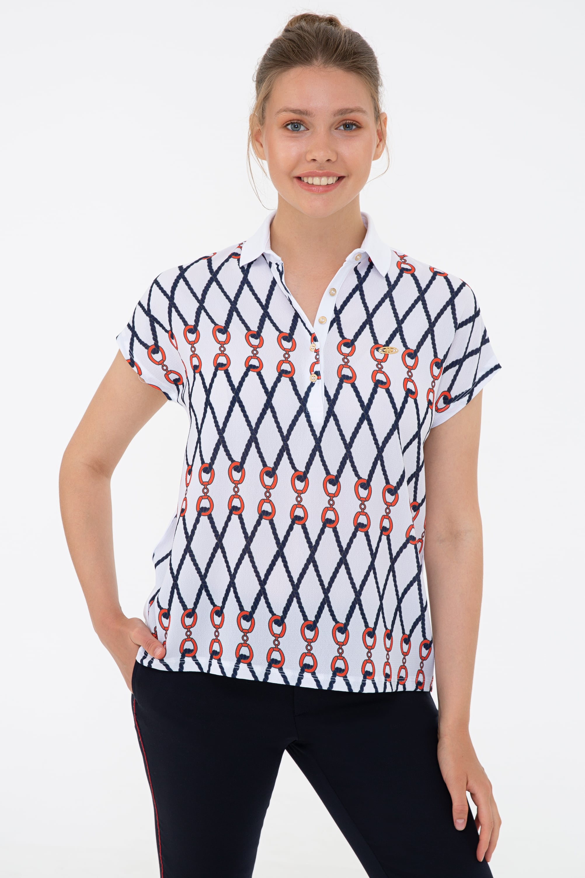 Kadın Beyaz Polo Yaka T-Shirt