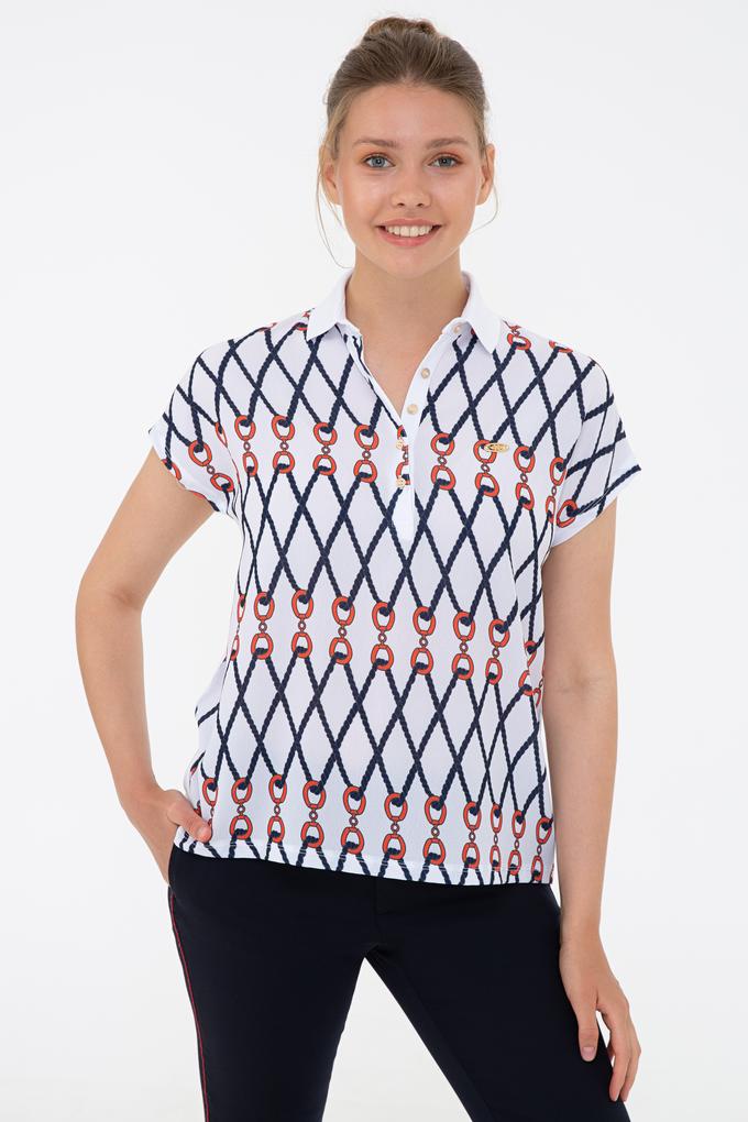 Kadın Beyaz Polo Yaka T-Shirt