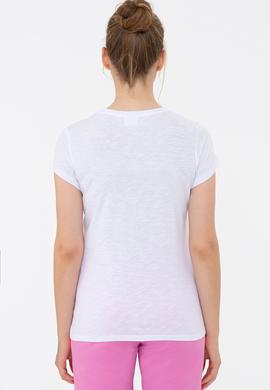 Kadın Beyaz Bisiklet Yaka Tişört - 50234712014