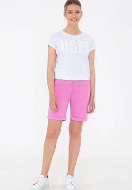 Kadın Beyaz Bisiklet Yaka Tişört - 50234712014