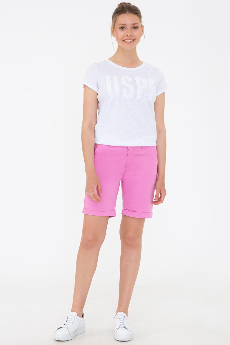 Kadın Beyaz Bisiklet Yaka Tişört - 50234712014