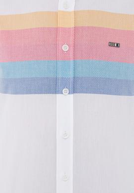 Erkek Sarı Mavi Yatay Çizgili Gömlek Uzunkol - 50235228014