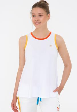 Kadın Beyaz Bisiklet Yaka T-Shirt - 50237308013