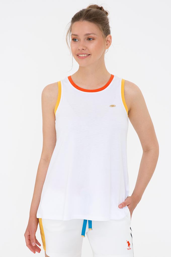 Kadın Beyaz Bisiklet Yaka T-Shirt