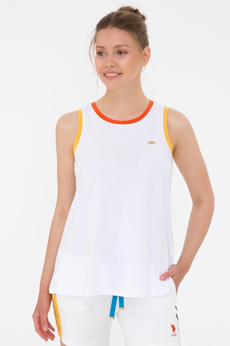 Kadın Beyaz Bisiklet Yaka T-Shirt