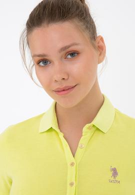 Kadın Fıstık Yeşili Polo Yaka Tişört - 50234637053