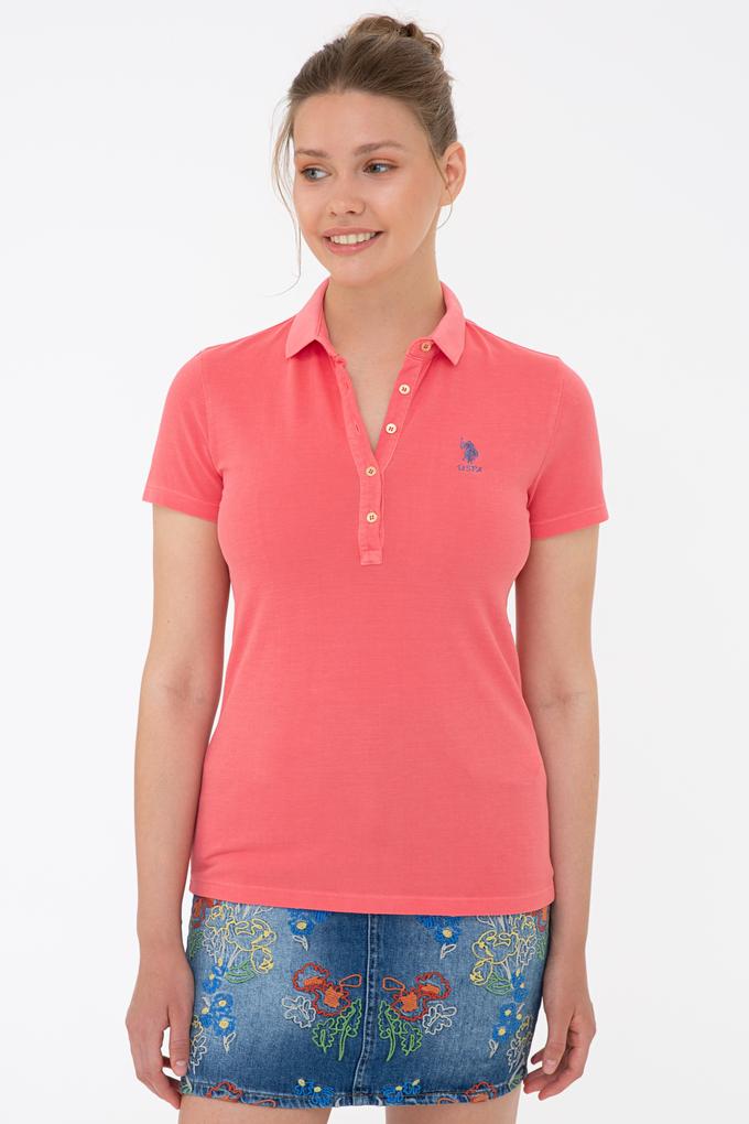 Kadın Nar Çiçeği Polo Yaka Tişört