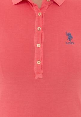 Kadın Nar Çiçeği Polo Yaka Tişört - 50234637022