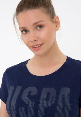 Kadın Lacivert Bisiklet Yaka Tişört - 50234712008