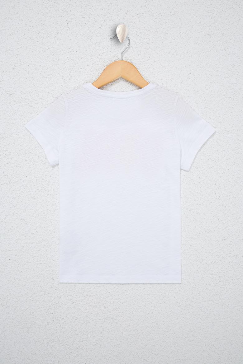 Çocuk Beyaz Bisiklet Yaka Tişört - 50234830024