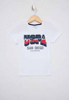 Erkek Çocuk Beyaz Bisiklet Yaka Tişört - 50238503002