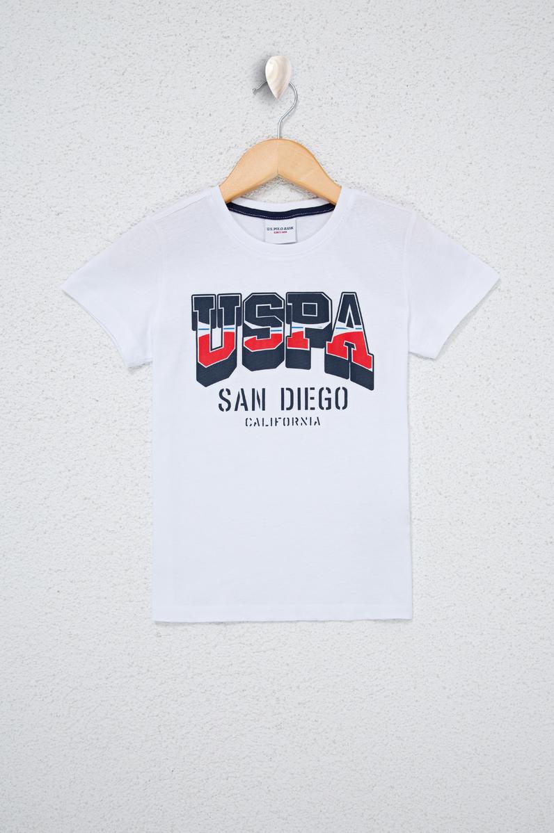 Erkek Çocuk Beyaz Bisiklet Yaka Tişört