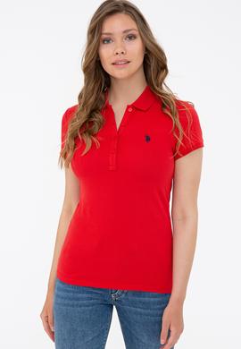 Kadın Kırmızı Basic Polo Yaka Tişört - 50234714104