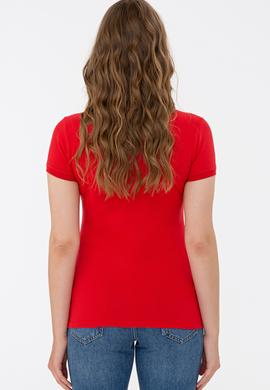 Kadın Kırmızı Basic Polo Yaka Tişört - 50234714104