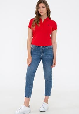 Kadın Kırmızı Basic Polo Yaka Tişört - 50234714104