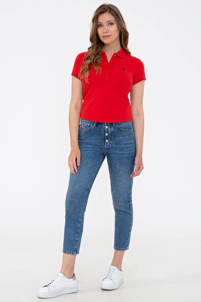 Kadın Kırmızı Basic Polo Yaka Tişört - 50234714104