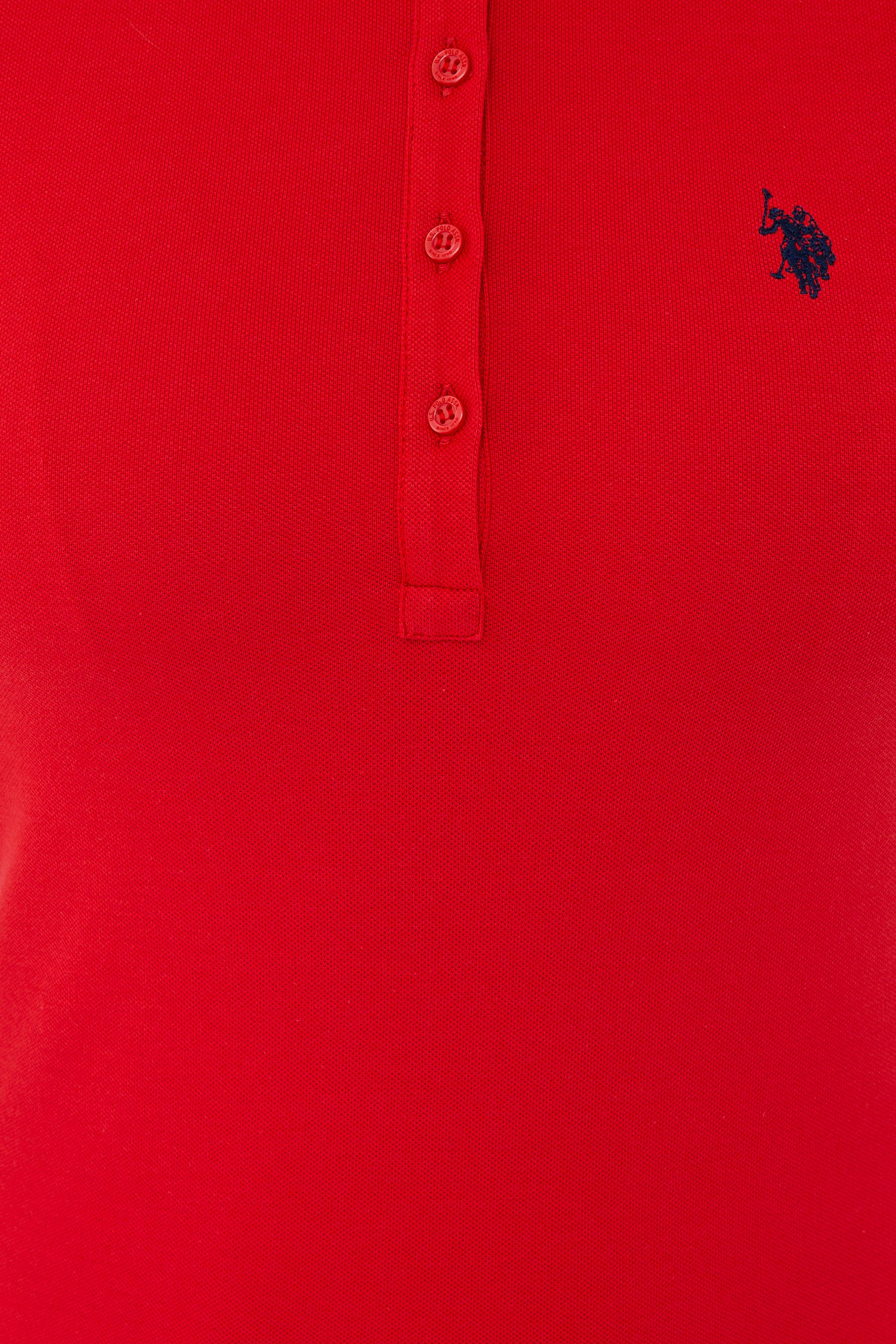 Kadın Kırmızı Basic Polo Yaka Tişört - Image 5