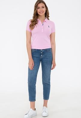 Kadın Açık Pembe Basic Tişört - 50233223149