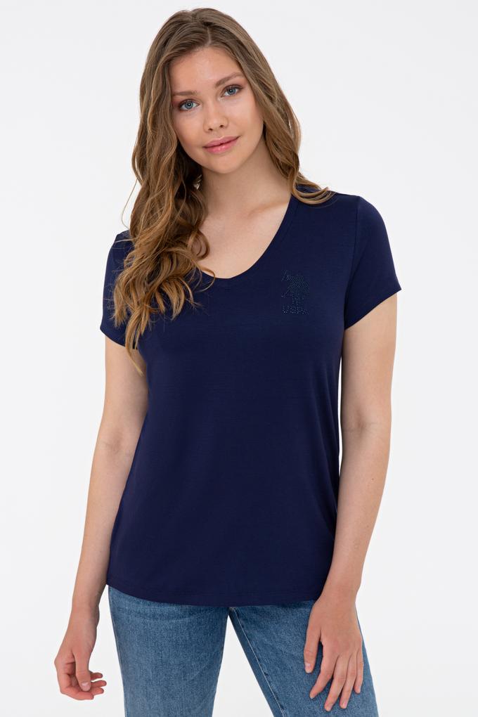 Kadın Lacivert V Yaka Basic Tişört