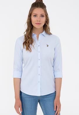 Kadın Açık Mavi Uzun Kollu Basic Gömlek - 50232199041