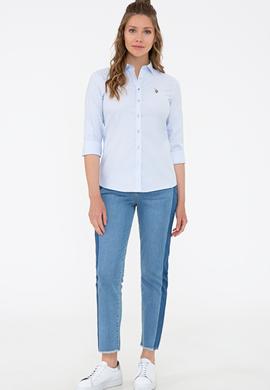 Kadın Açık Mavi Uzun Kollu Basic Gömlek - 50232199041