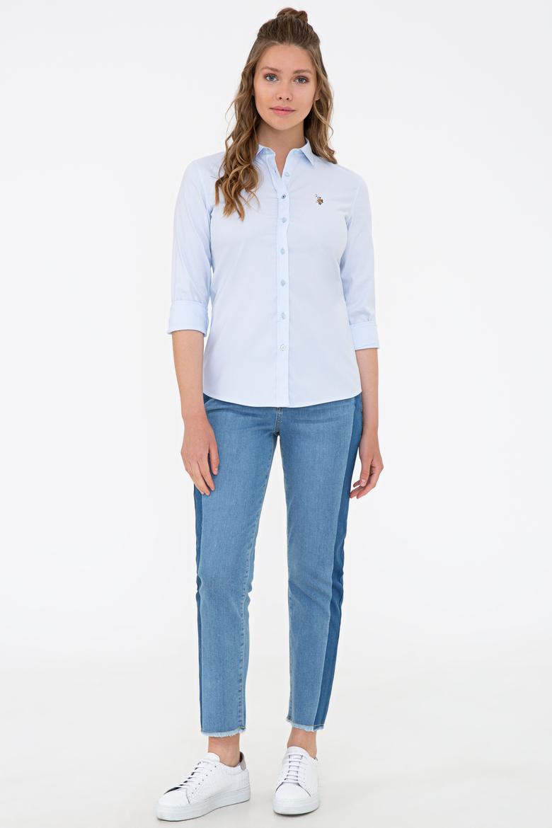 Kadın Açık Mavi Uzun Kollu Basic Gömlek - 50232199041