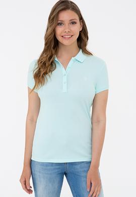 Kadın Su Yeşili Basic Polo Yaka Tişört - 50234714166
