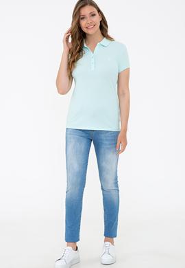 Kadın Su Yeşili Basic Polo Yaka Tişört - 50234714166