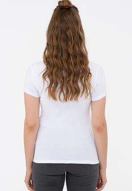 Kadın Beyaz Basic Polo Yaka Tişört - 50234714046