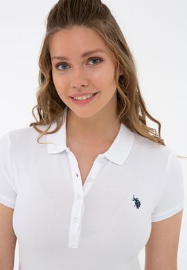 Kadın Beyaz Basic Polo Yaka Tişört - 50234714046