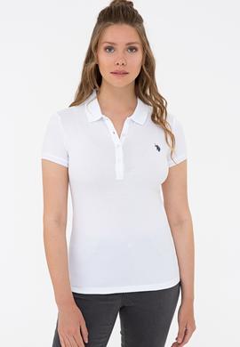 Kadın Beyaz Basic Polo Yaka Tişört - 50234714046