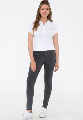 Kadın Beyaz Basic Polo Yaka Tişört - 50234714046